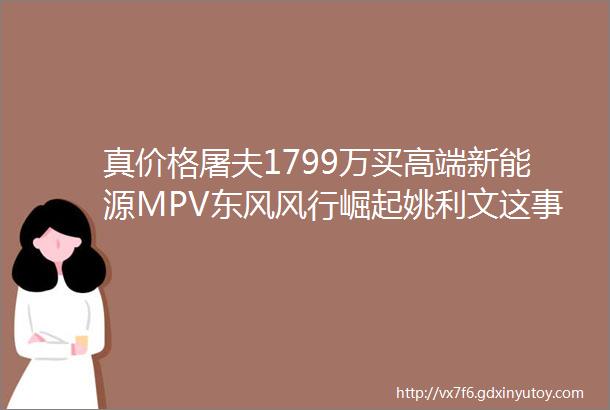 真价格屠夫1799万买高端新能源MPV东风风行崛起姚利文这事做对了