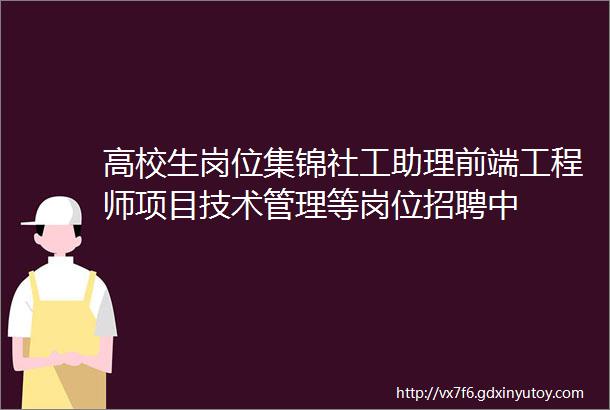 高校生岗位集锦社工助理前端工程师项目技术管理等岗位招聘中