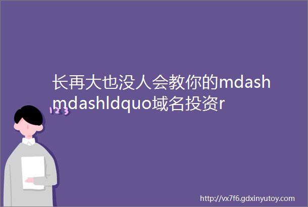 长再大也没人会教你的mdashmdashldquo域名投资rdquo